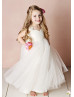 Ivory Lace Tulle Ankle Length Flower Girl Dress Young Girl Dress